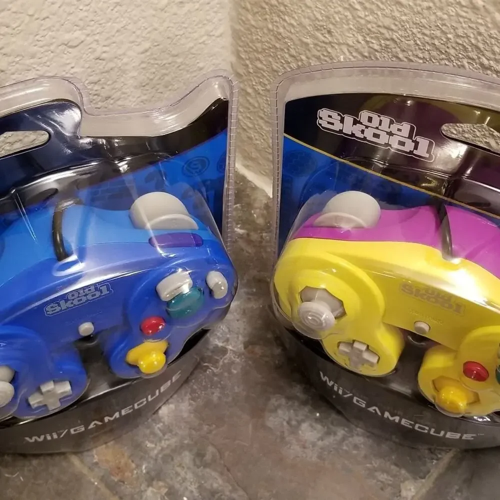 2 Gamecube Controllers - Blue & Yellow (NEW) - Nintendo - Old Skool